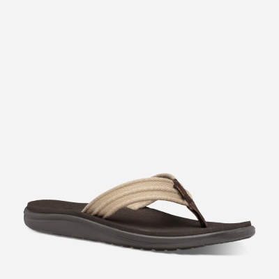 Teva Voya Canvas - Men's Teva Flip Flops - Coffee | India (FNGJ24973)